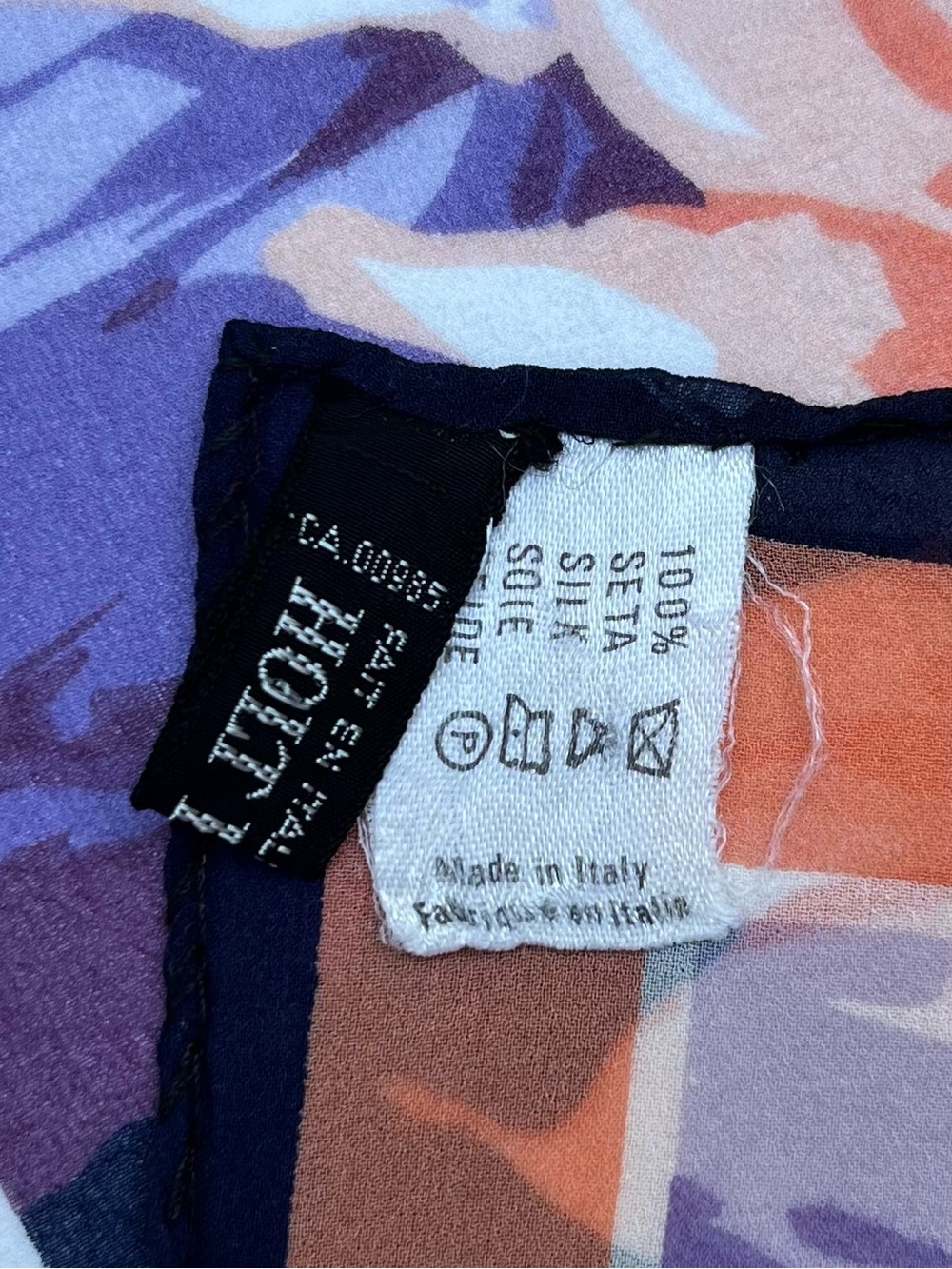 Vintage 80s Holt Renfrew Silk Scarf Made in Italy Floral - Picture 8 of 10